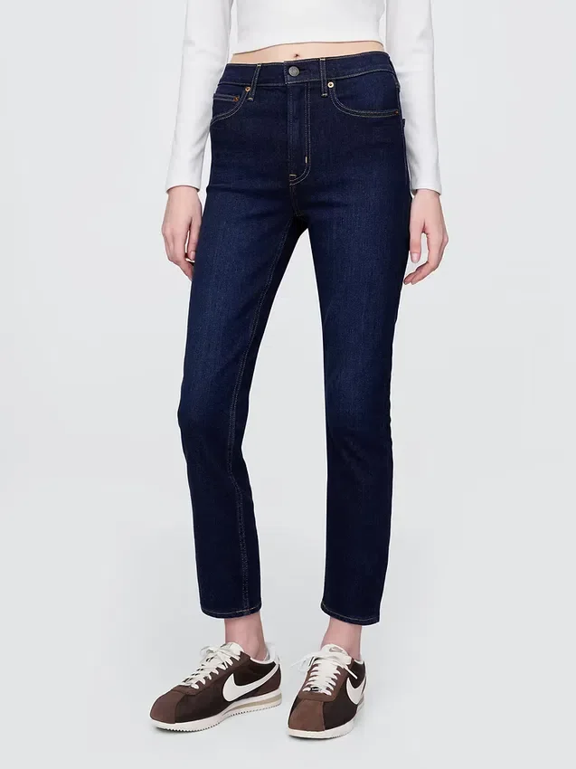 Vintage-Slim-Jeans mit hoher Leibhöhe