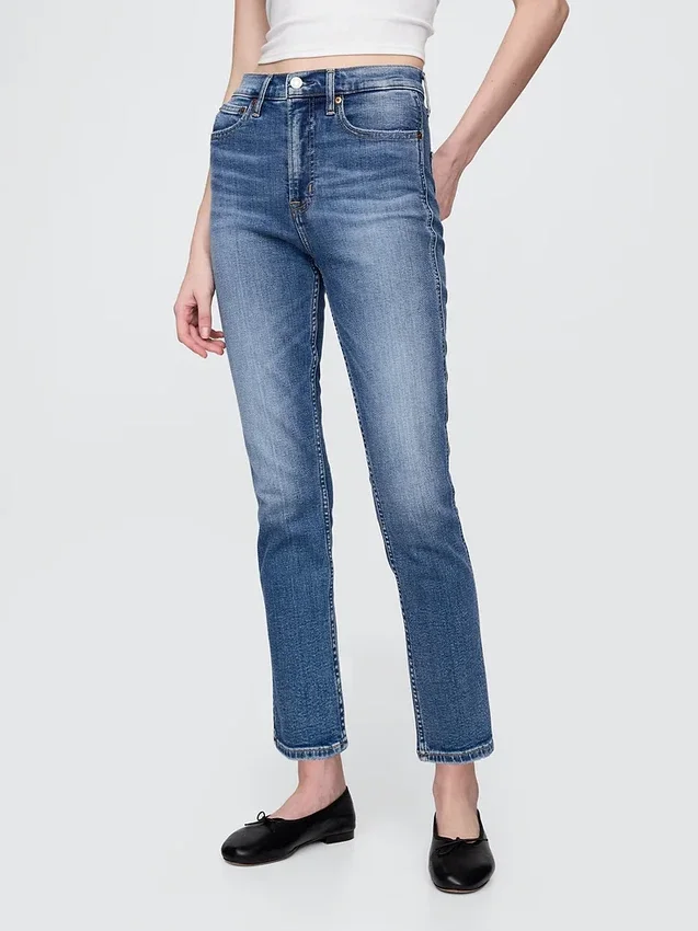 Vintage-Slim-Jeans mit hoher Leibhöhe