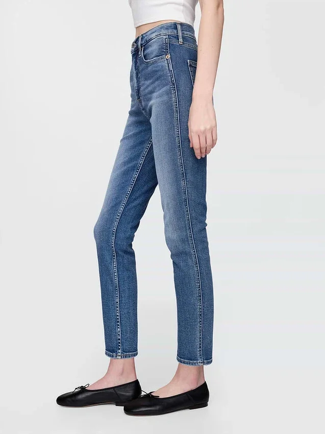 Vintage-Slim-Jeans mit hoher Leibhöhe