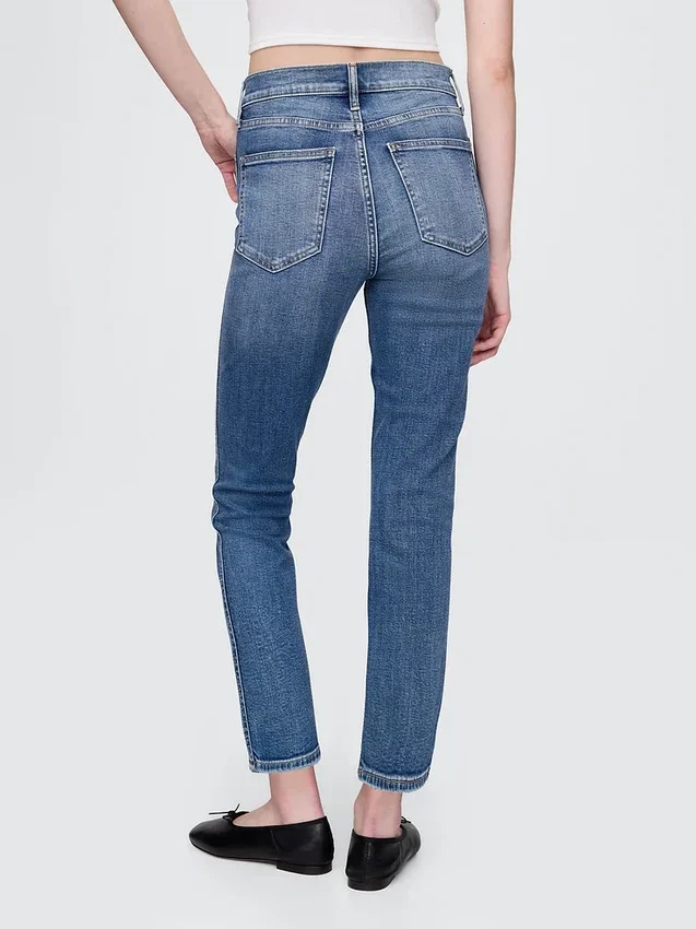 Vintage-Slim-Jeans mit hoher Leibhöhe