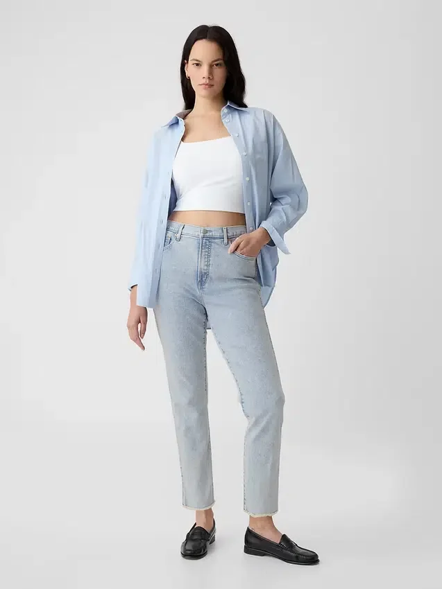 Vintage-Slim-Jeans mit hoher Leibhöhe