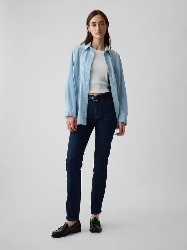 Vintage-Slim-Jeans mit mittlerer Leibhöhe