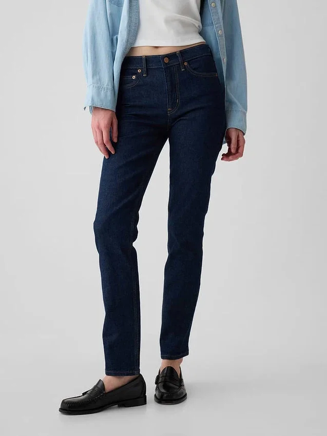 Vintage-Slim-Jeans mit mittlerer Leibhöhe
