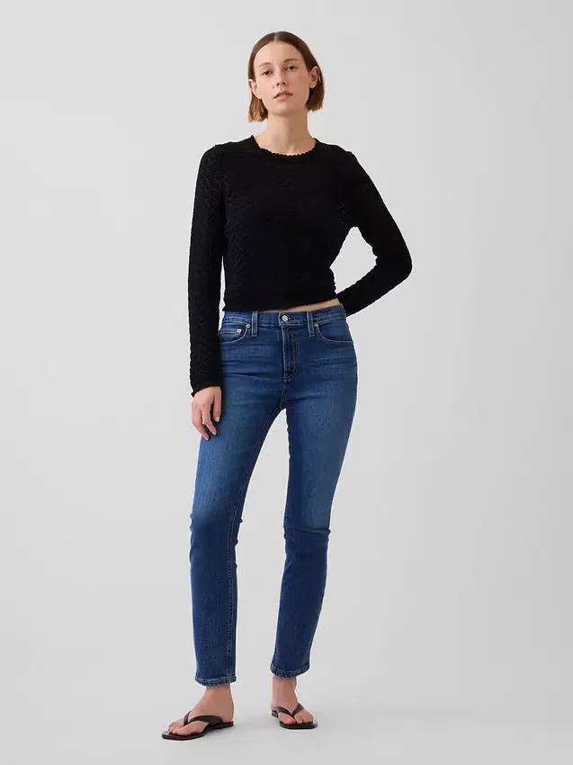 Vintage-Slim-Jeans mit mittlerer Leibhöhe
