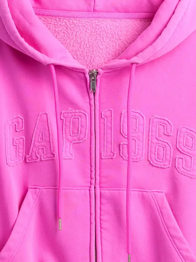 Vintagesoft 1969 Logo-Kapuzenpullover mit Reißverschluss