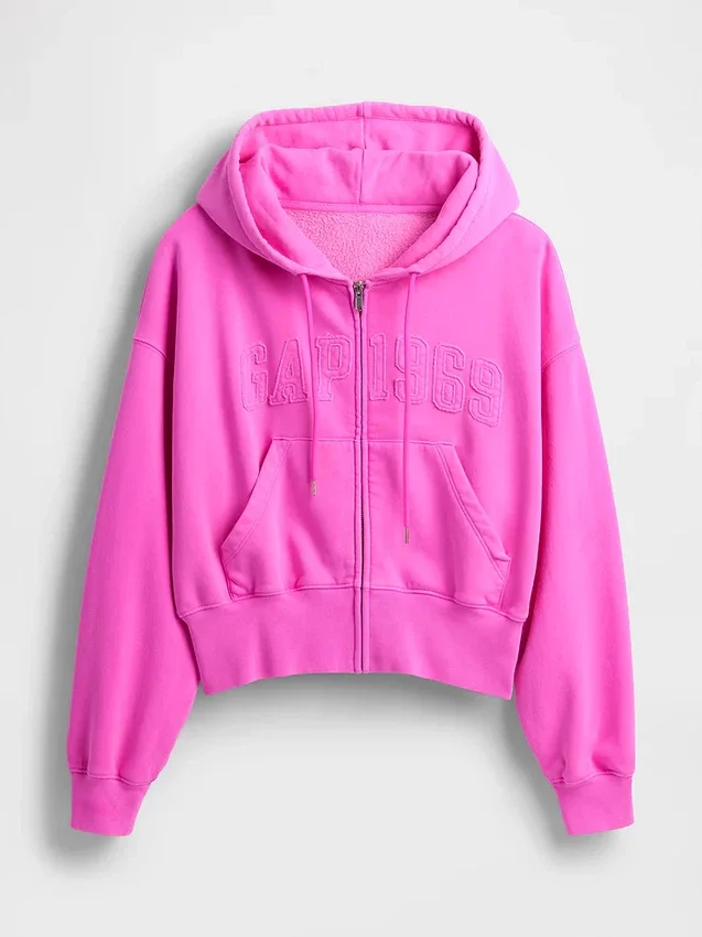 Vintagesoft 1969 Logo-Kapuzenpullover mit Reißverschluss