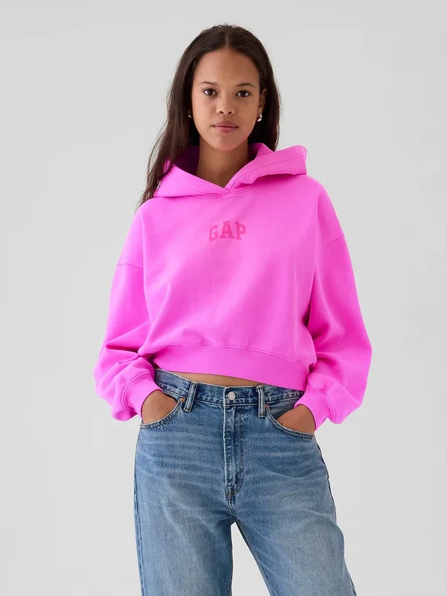 Vintagesoft Crop-Hoodie mit Logo