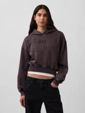 Vintagesoft Crop-Hoodie mit Logo