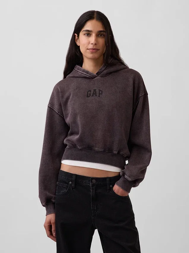 Vintagesoft Crop-Hoodie mit Logo