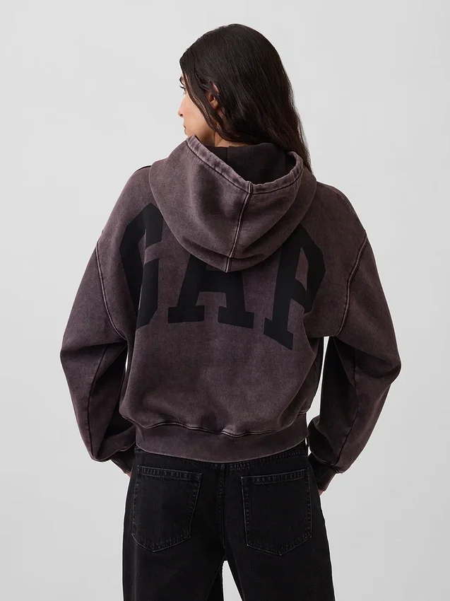 Vintagesoft Crop-Hoodie mit Logo
