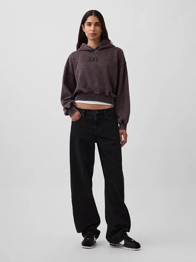Vintagesoft Crop-Hoodie mit Logo