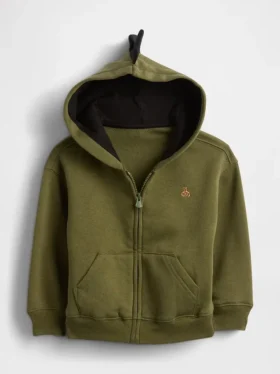 Vintagesoft Dino-Kapuzenpullover mit Reißverschluss für Baby & Kleinkind