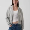 Vintagesoft-Hoodie mit Keilkragen und Reißverschluss