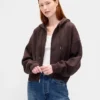 Vintagesoft-Hoodie mit Keilkragen und Reißverschluss
