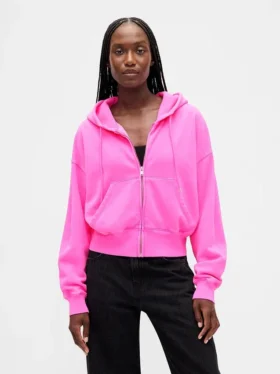 Vintagesoft-Hoodie mit Keilkragen und Reißverschluss