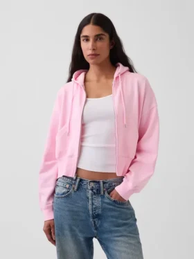 Vintagesoft-Hoodie mit Keilkragen und Reißverschluss