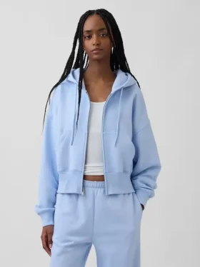 Vintagesoft-Hoodie mit Keilkragen und Reißverschluss