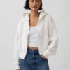 Vintagesoft-Hoodie mit Keilkragen und Reißverschluss