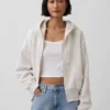 Vintagesoft-Hoodie mit Keilkragen und Reißverschluss