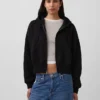 Vintagesoft-Hoodie mit Keilkragen und Reißverschluss