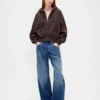 Vintagesoft-Hoodie mit Keilkragen und Reißverschluss