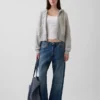 Vintagesoft-Hoodie mit Keilkragen und Reißverschluss