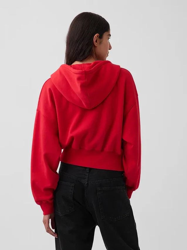 Vintagesoft-Hoodie mit Keilkragen und Reißverschluss