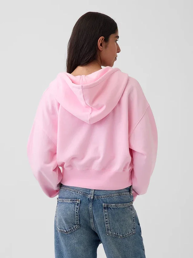 Vintagesoft-Hoodie mit Keilkragen und Reißverschluss