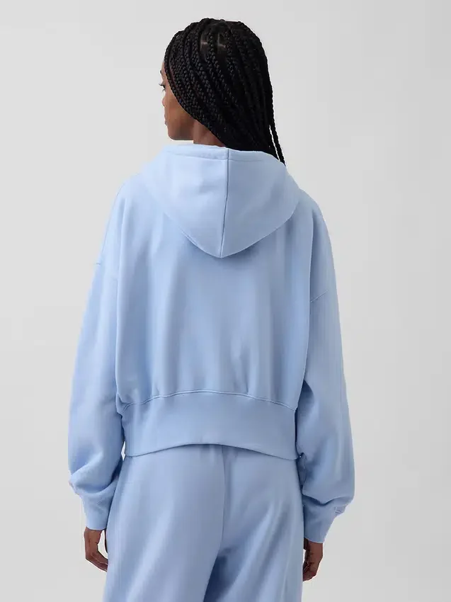 Vintagesoft-Hoodie mit Keilkragen und Reißverschluss