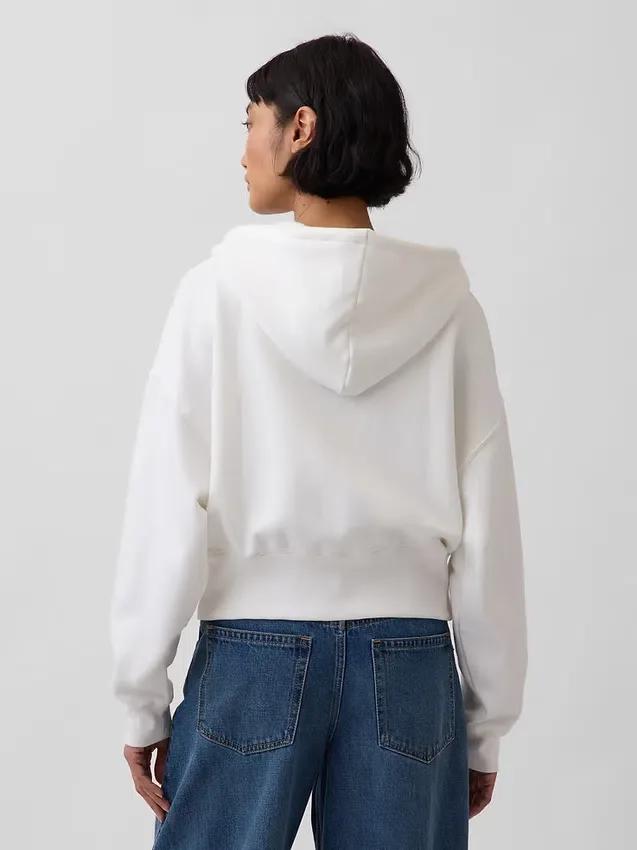 Vintagesoft-Hoodie mit Keilkragen und Reißverschluss