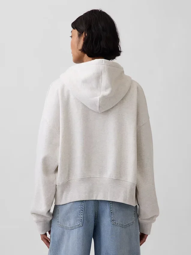 Vintagesoft-Hoodie mit Keilkragen und Reißverschluss