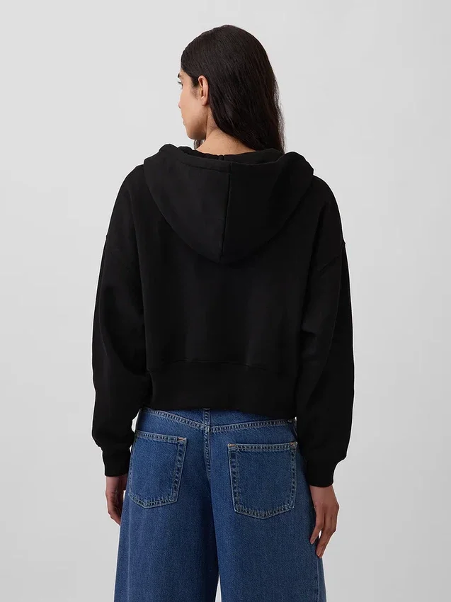 Vintagesoft-Hoodie mit Keilkragen und Reißverschluss