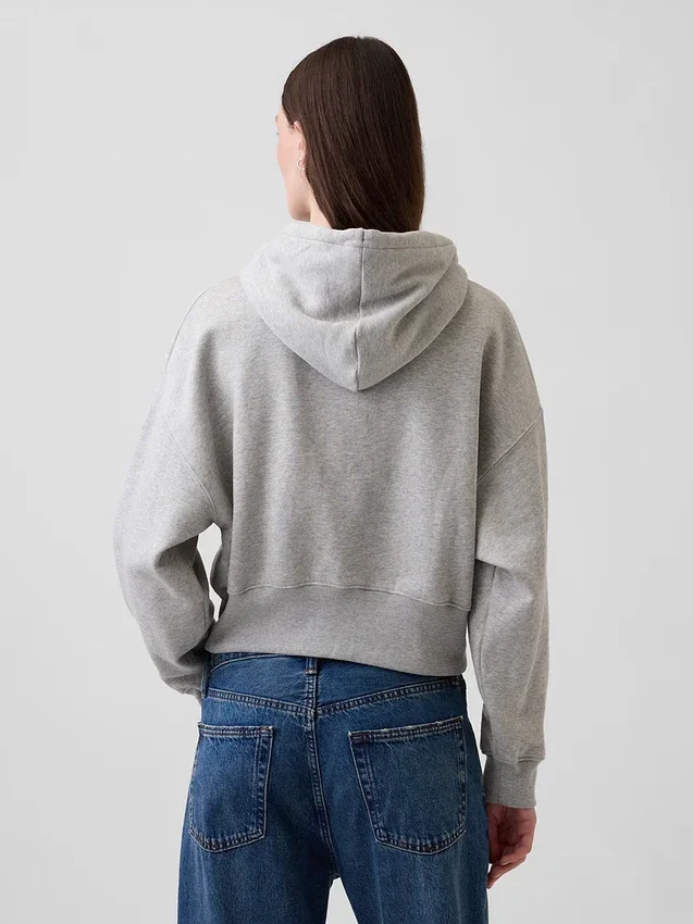 Vintagesoft-Hoodie mit Keilkragen und Reißverschluss