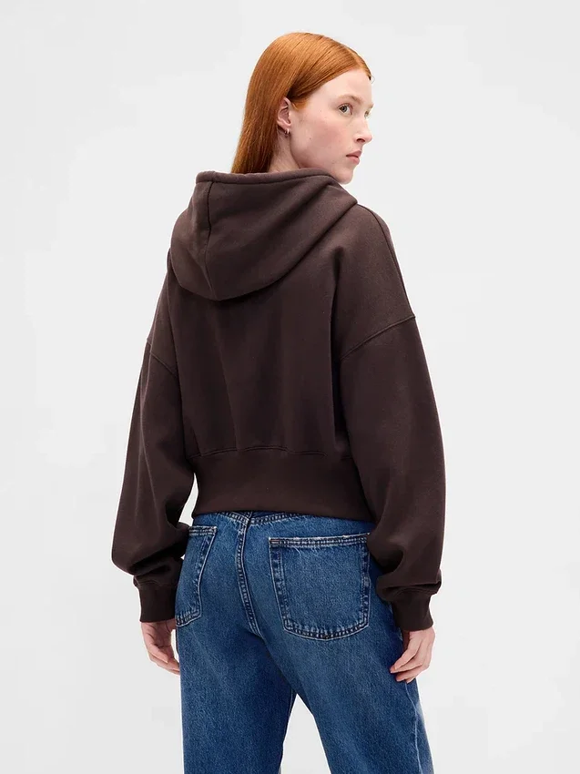 Vintagesoft-Hoodie mit Keilkragen und Reißverschluss