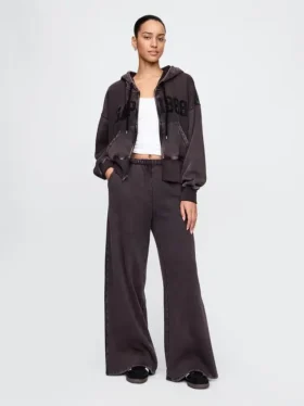Vintagesoft Baggy-Jogginghose mit weitem Bein