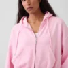 Vintagesoft-Hoodie mit Keilkragen und Reißverschluss