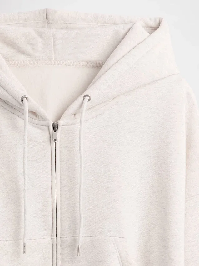 Vintagesoft-Hoodie mit Keilkragen und Reißverschluss