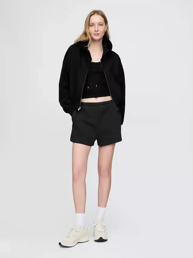 Vintagesoft-Hoodie mit Keilkragen und Reißverschluss