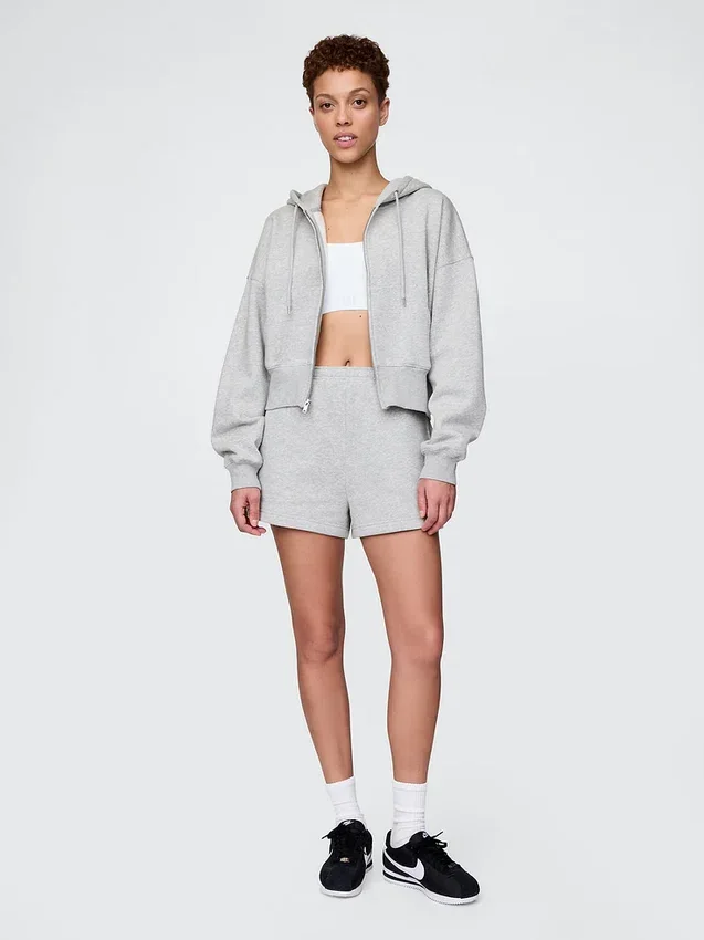 Vintagesoft-Hoodie mit Keilkragen und Reißverschluss