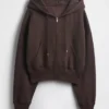 Vintagesoft-Hoodie mit Keilkragen und Reißverschluss