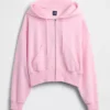 Vintagesoft-Hoodie mit Keilkragen und Reißverschluss