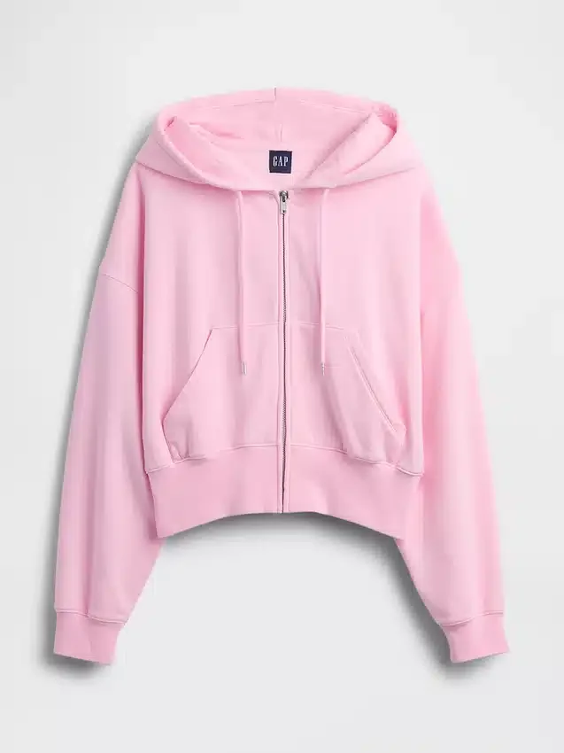Vintagesoft-Hoodie mit Keilkragen und Reißverschluss
