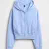Vintagesoft-Hoodie mit Keilkragen und Reißverschluss