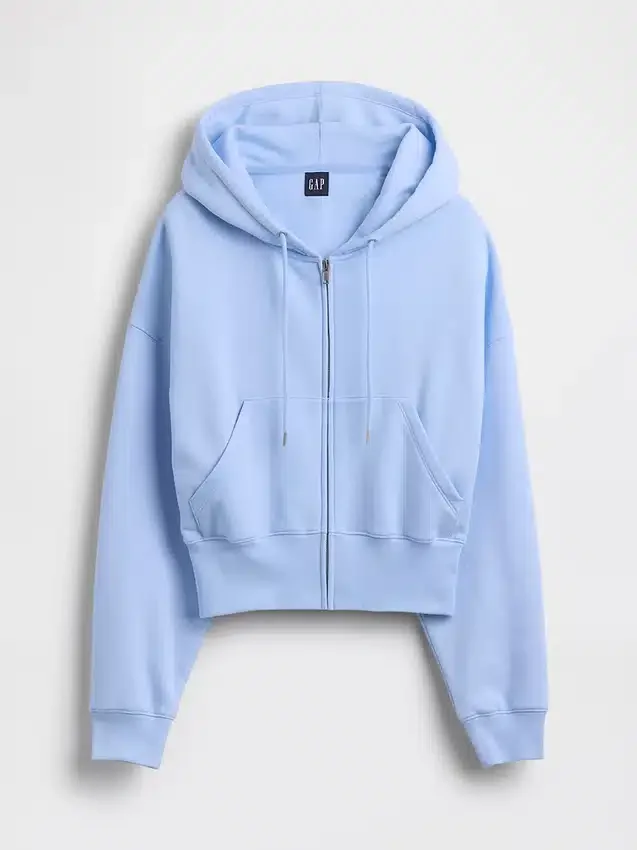 Vintagesoft-Hoodie mit Keilkragen und Reißverschluss