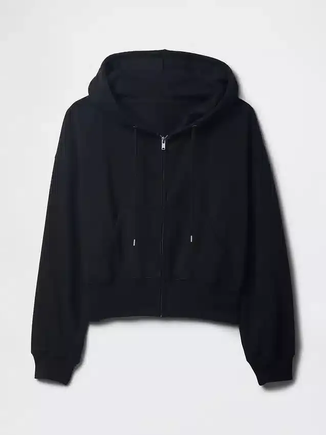 Vintagesoft-Hoodie mit Keilkragen und Reißverschluss