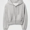 Vintagesoft-Hoodie mit Keilkragen und Reißverschluss