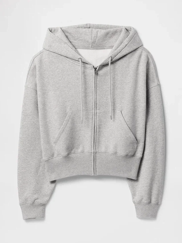 Vintagesoft-Hoodie mit Keilkragen und Reißverschluss