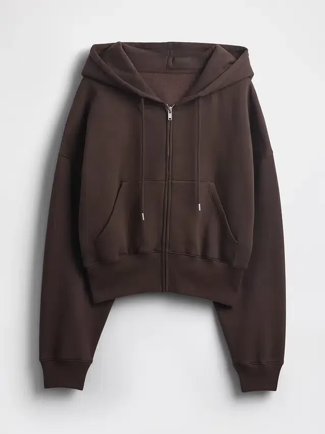 Vintagesoft-Hoodie mit Keilkragen und Reißverschluss