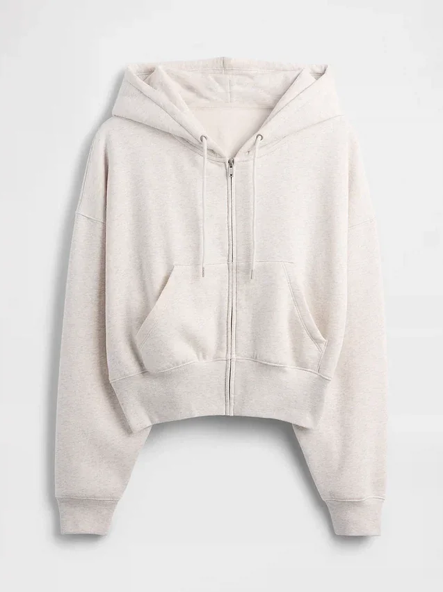 Vintagesoft-Hoodie mit Keilkragen und Reißverschluss