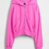 Vintagesoft-Hoodie mit Keilkragen und Reißverschluss